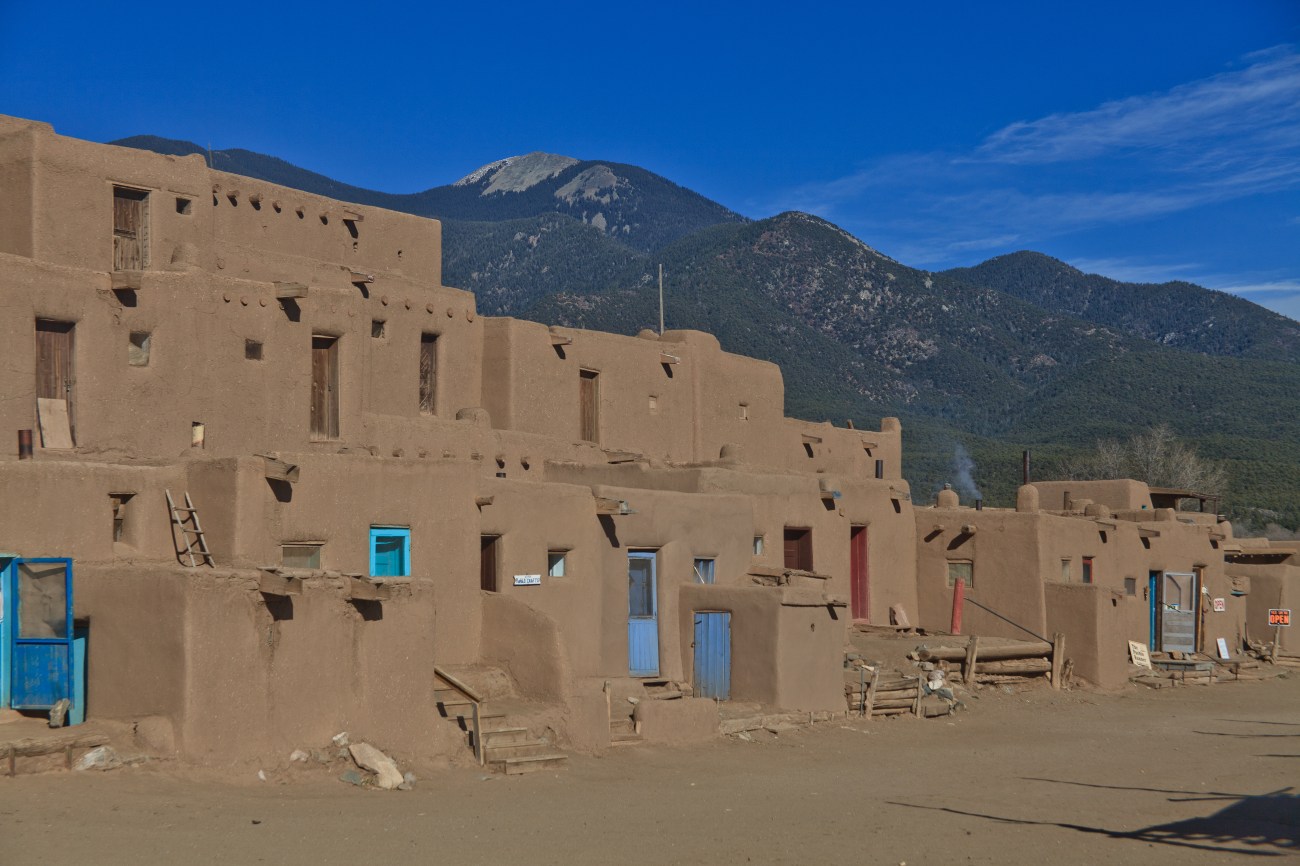 The ruins of Taos Pueblo. Taos Pueblo in Taos, New Mexico, USA predates the Spanish arrival in the Americas. © 2010 Nick Katin 