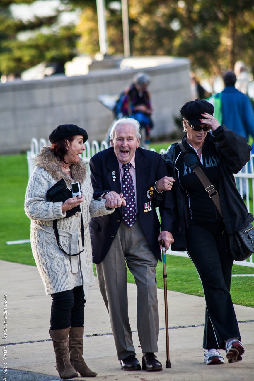 Anzac Veteran and friends after the dawn service on Anzac day Perth 