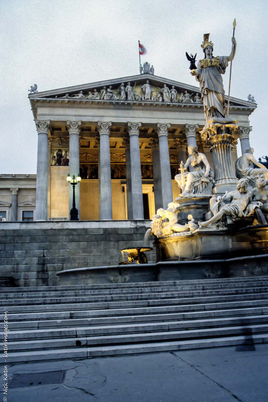 City hall. Vienna's city hall at dusk.
