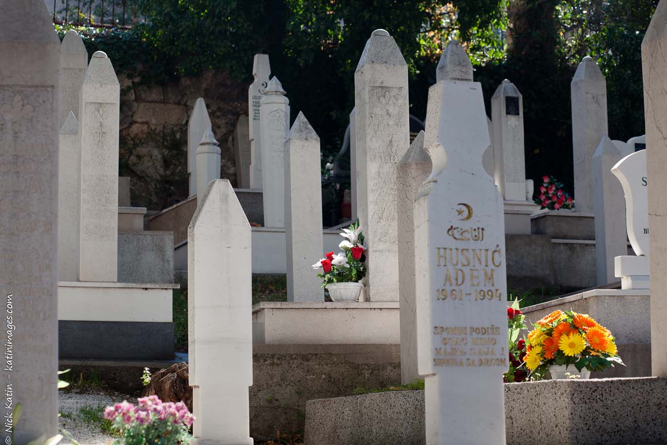 Muslim Cemetery In Mostar Bosnia. many of these are victims of the Balkans war.