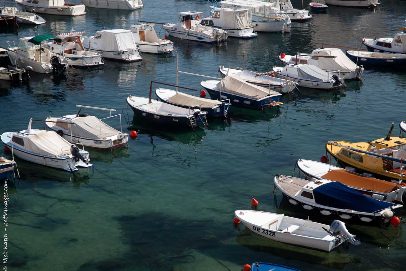 Boats moored in Dubrovnik's old harbour