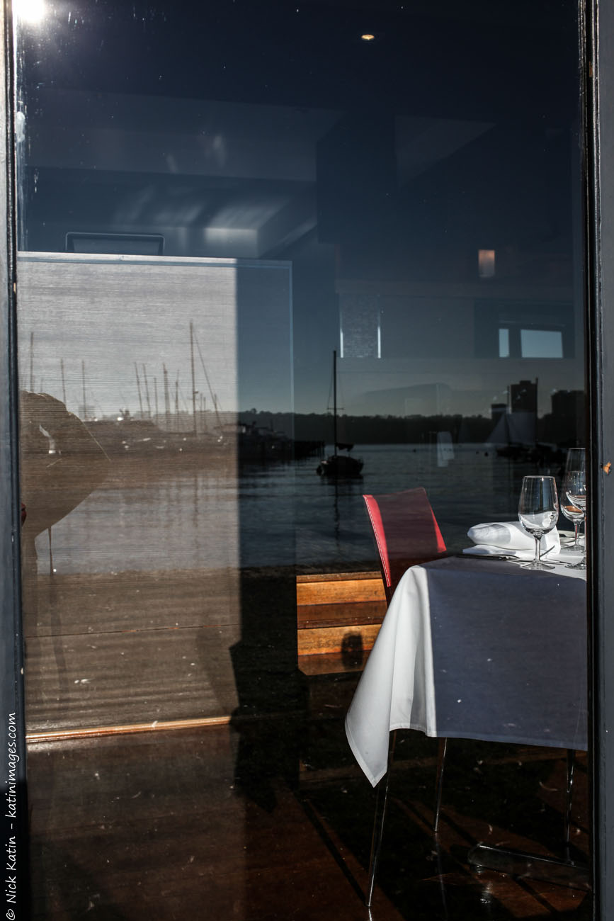 Reflections from the restaurant at Matilda Bay part of Perth's Swan River in Western Australia