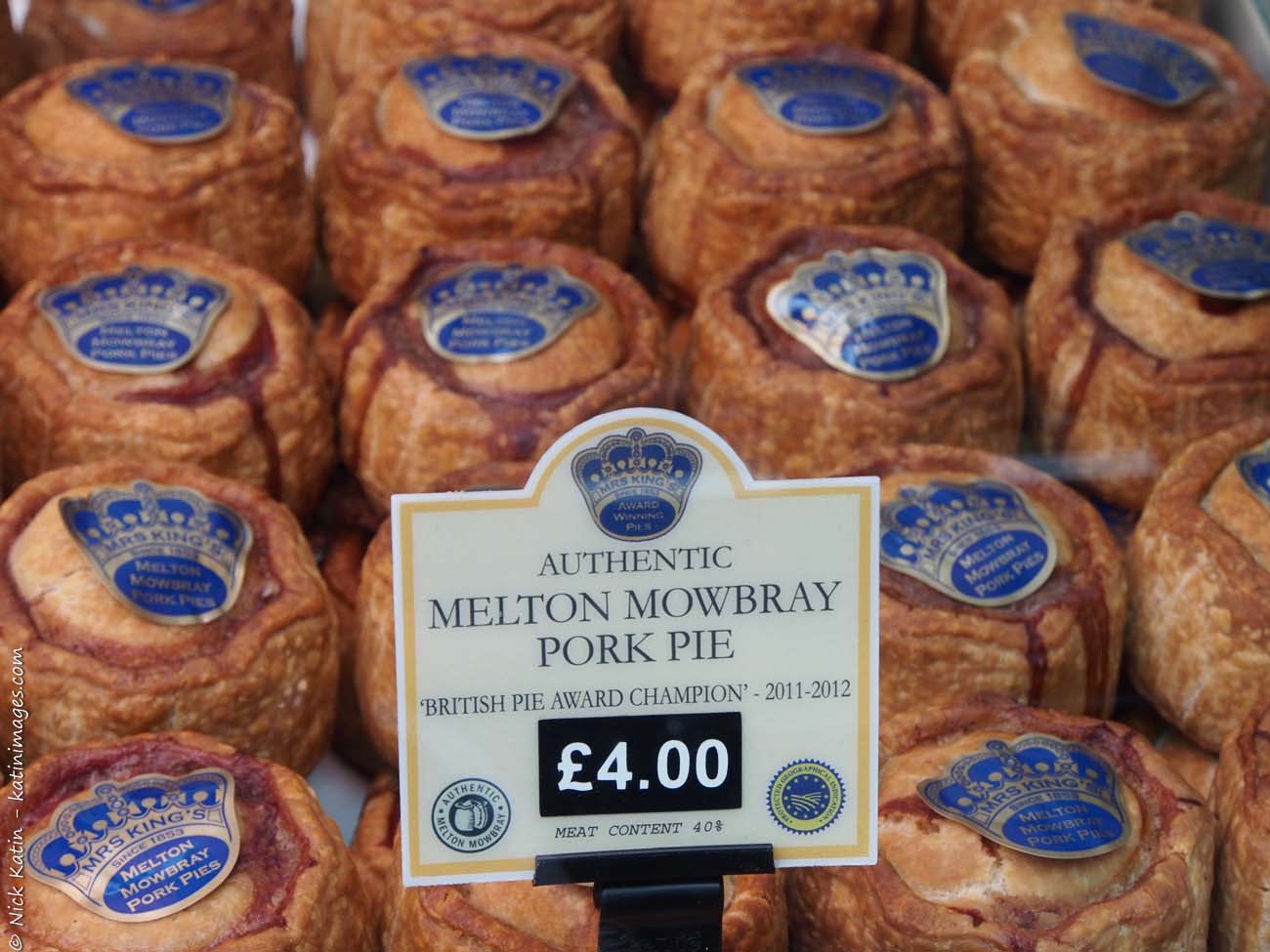 Pork Pies at one of London's famous markets, Borough Markets which is devoted entirely to food.