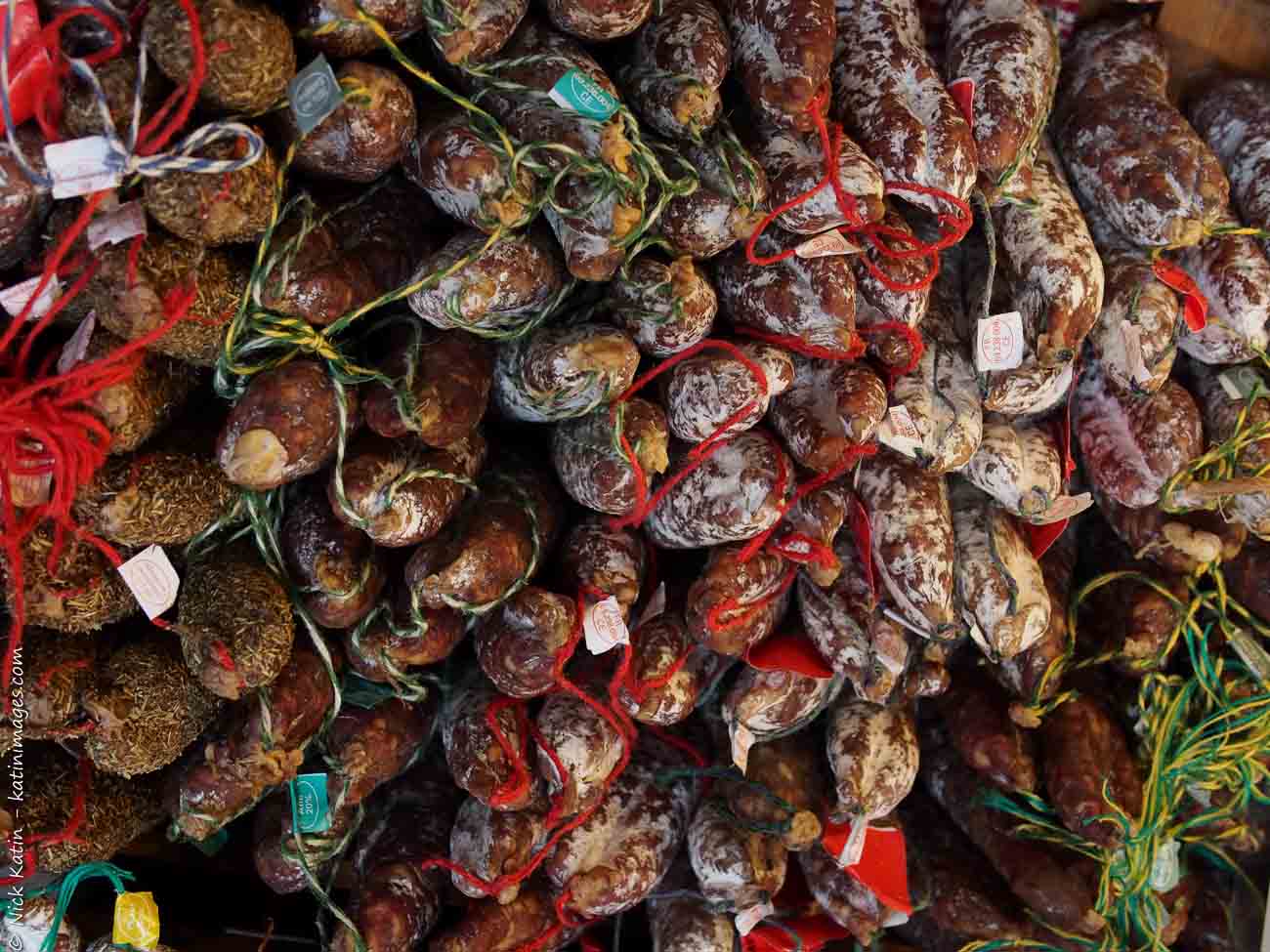 Cured meats at one of London's famous markets, Borough Markets 
