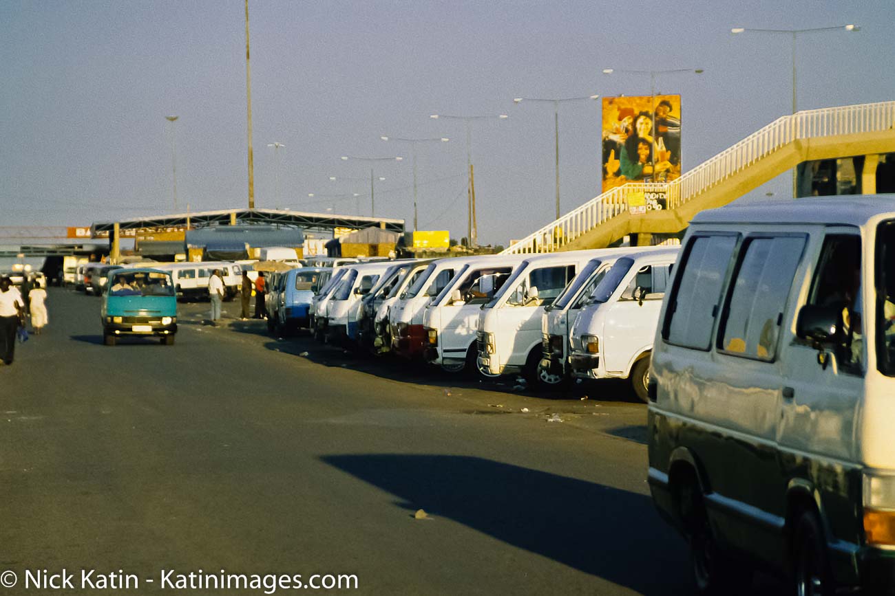A Mini Van 'depot' in South Africa. Mini Vans are the most popular form of public transport in the urban areas of South Africa.