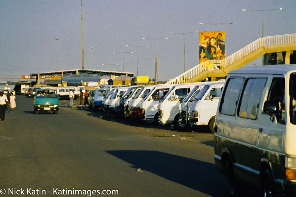 A Mini Van 'depot' in South Africa. Mini Vans are the most popular form of public transport in the urban areas of South Africa.