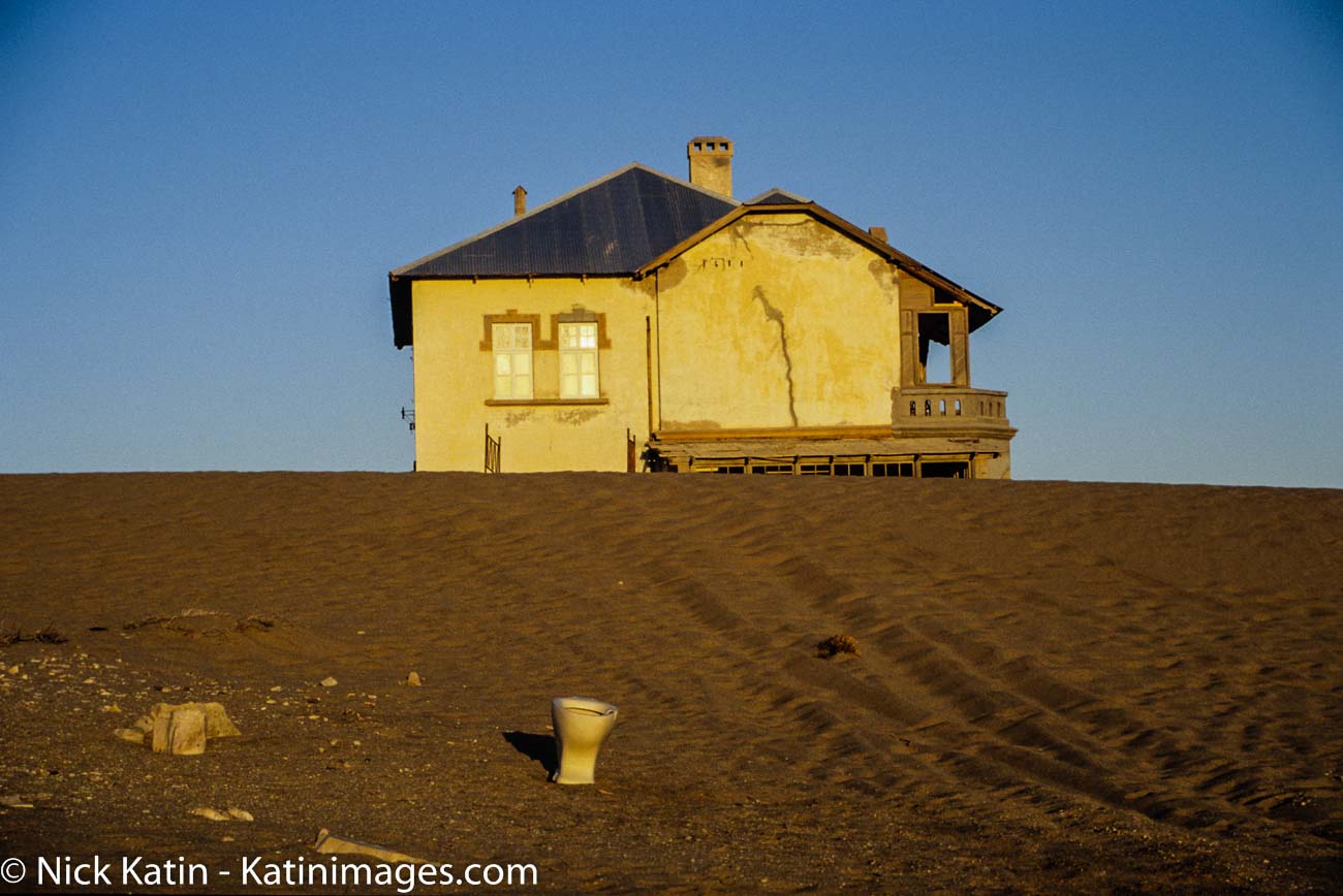 The ruins of the ghost town of Kolmanskop in the Namib desert in southern Namibia, a few kilometres inland from the port town of Lüderitz