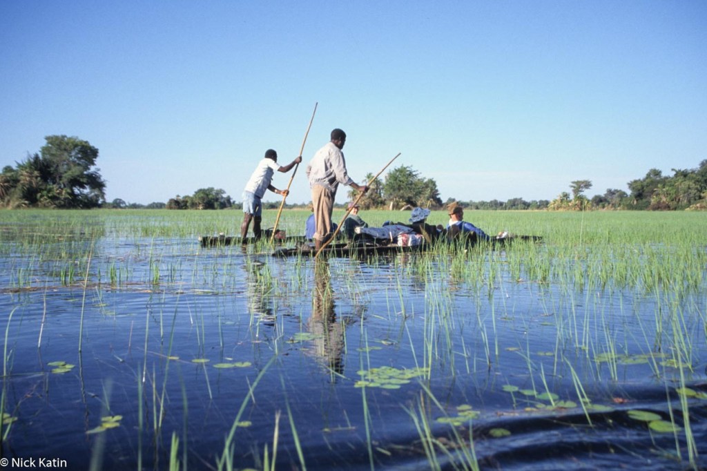 Polers on the makoros (canoe) in the Okavango delta, Botswana