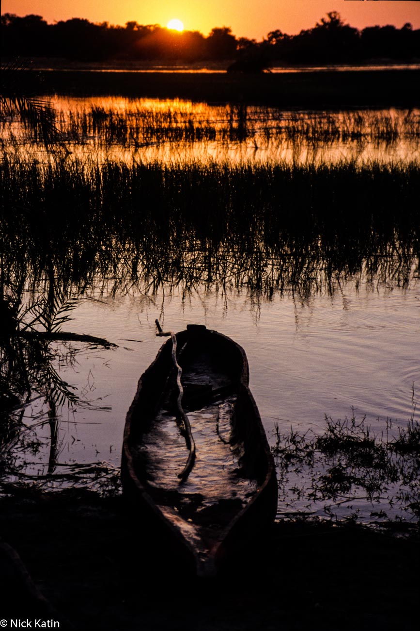 Dug out canoes at the Okavango Delta In Botswana