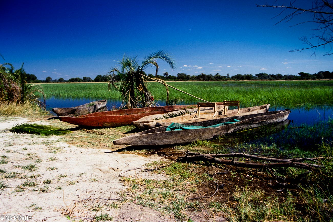 Dug out canoes at the Okavango delta in Botswana