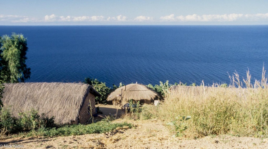 Small cluster of huts on Lake Malawi's eastern shore