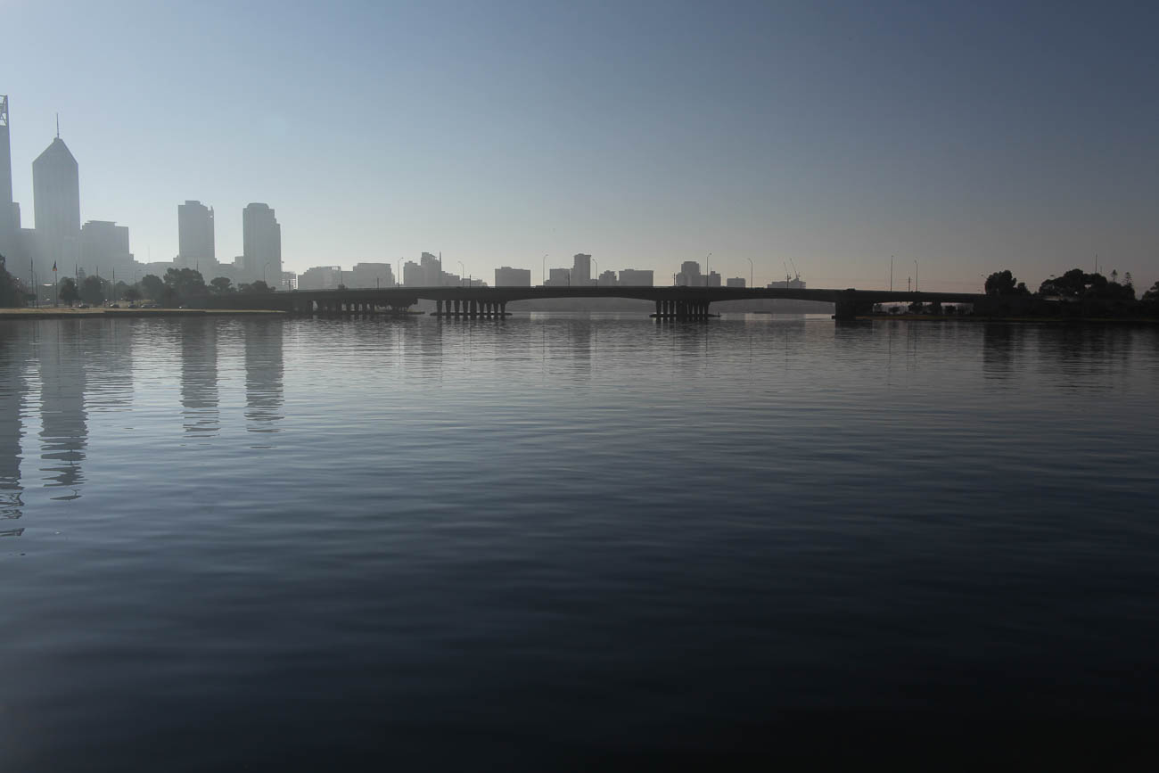Perth from the Old Swan Brewery on the Swan River in Western Australia