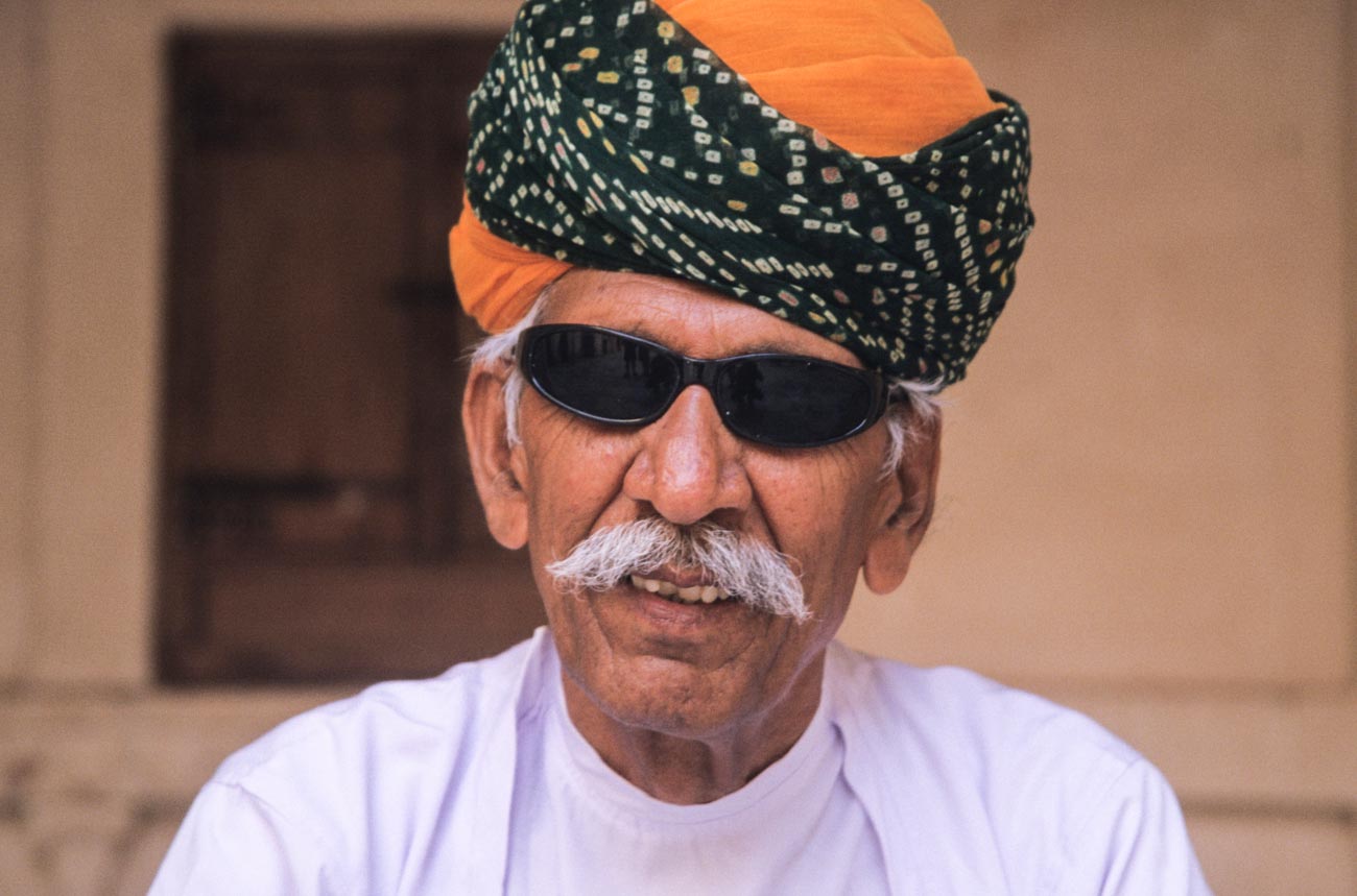 Man in turban at Mehrangarh Fort in Jodhpur, Rajasthan.