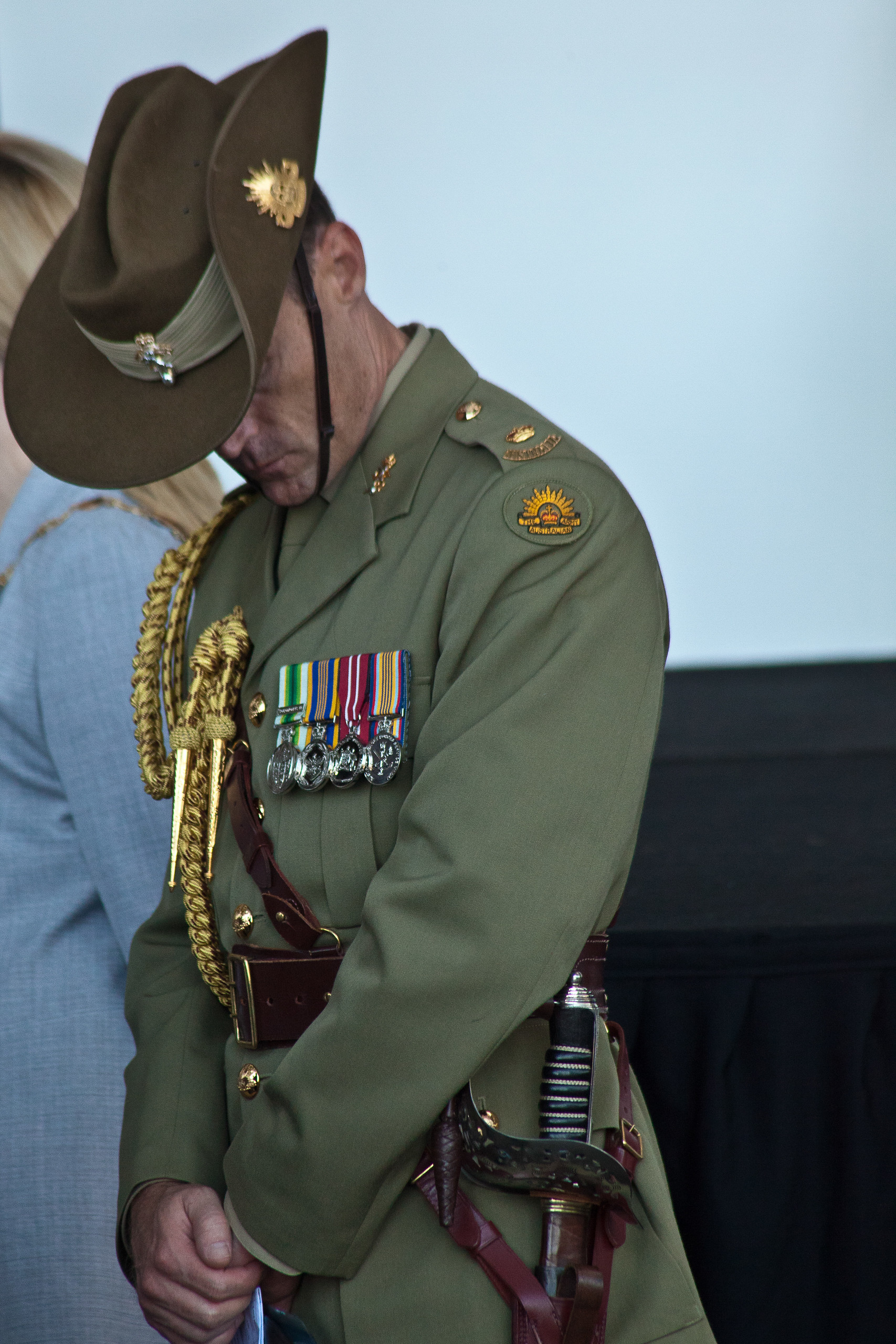 Soldier & medals on Anzac day Perth 2011